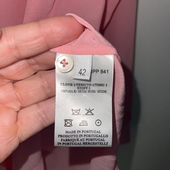 Paul Smith Womens Blouse Size 42 Pink Ruffle Trim Button Down Long Sleeve - Picture 8 of 8